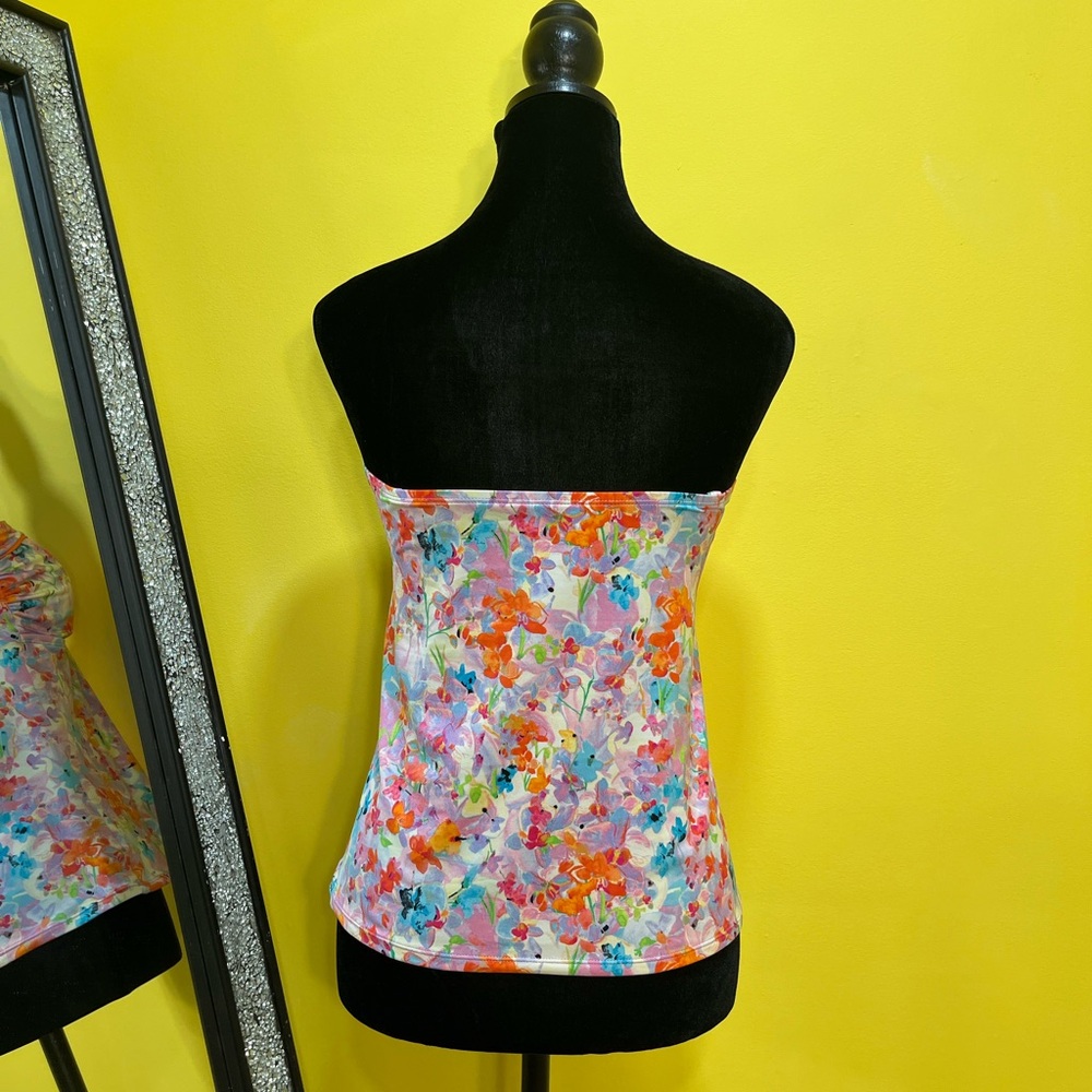 Liz Claiborne Floral Convertible Tankini Top Size 8 - Picture 9 of 12